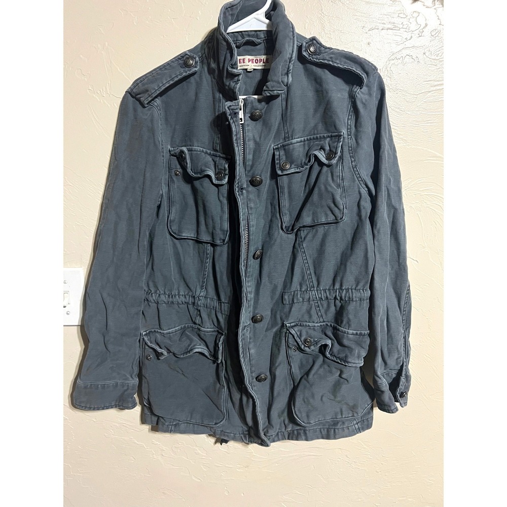 Free People Not Your Brother's Surplus Utility Jacket Charcoal Gray Womens XS - Picture 2 of 15